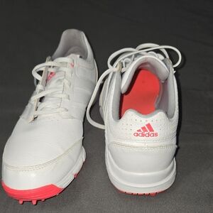 Adidas White Golf Sneakers with Pink Highlights